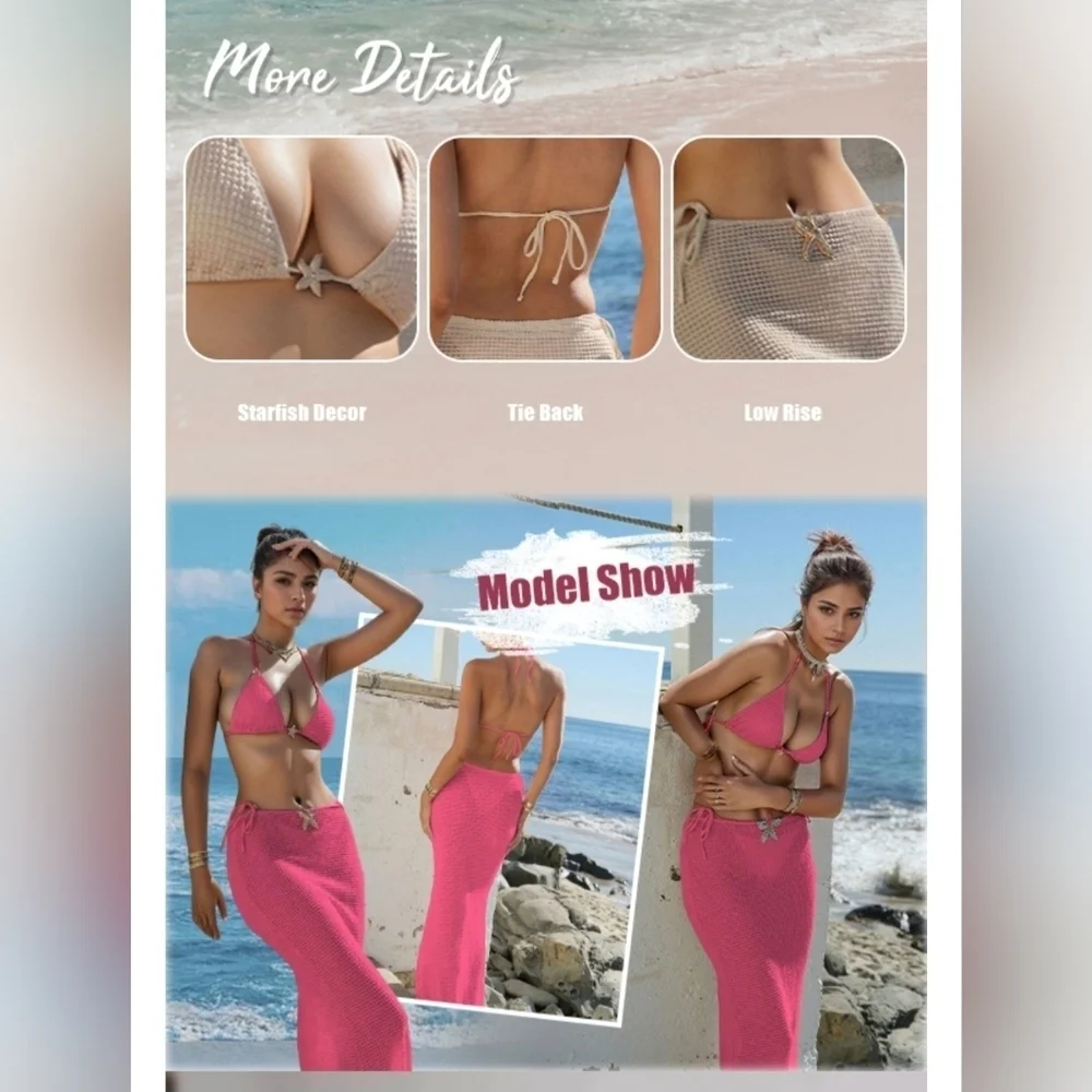 SHENHE Women's 3 Piece String Bikini Set #1070 NWOT